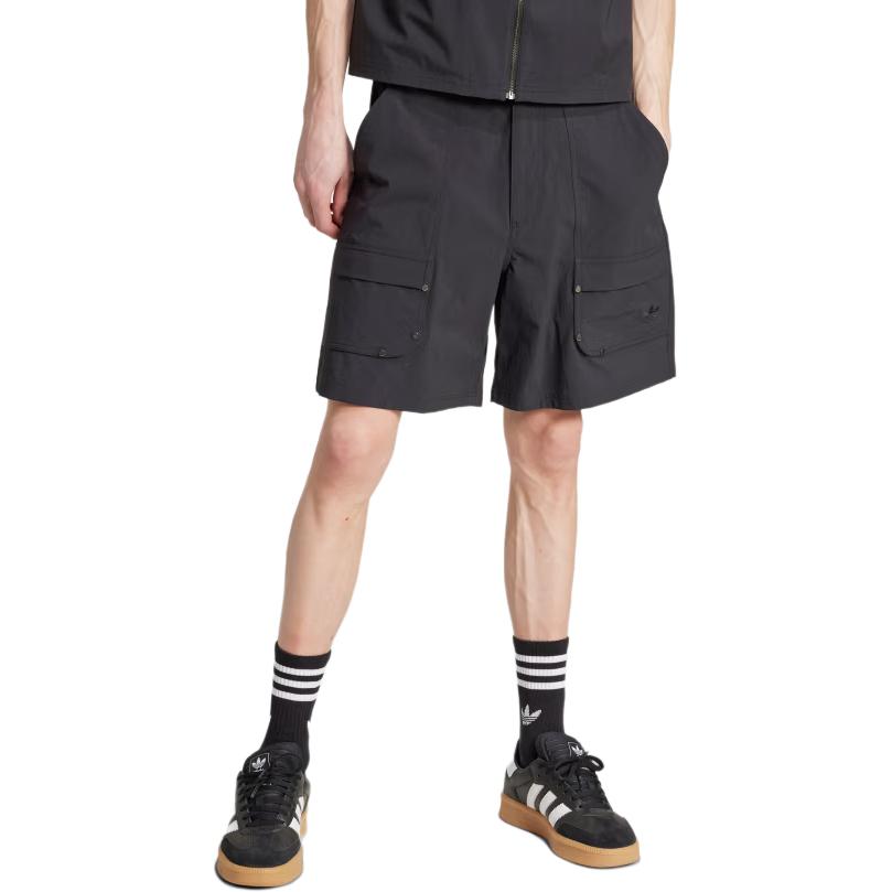adidas Originals Premium Essentials Moda Codzienne Luźne Wszechstronne Spodenki Cargo Spodenki Męskie Czarne JD2107