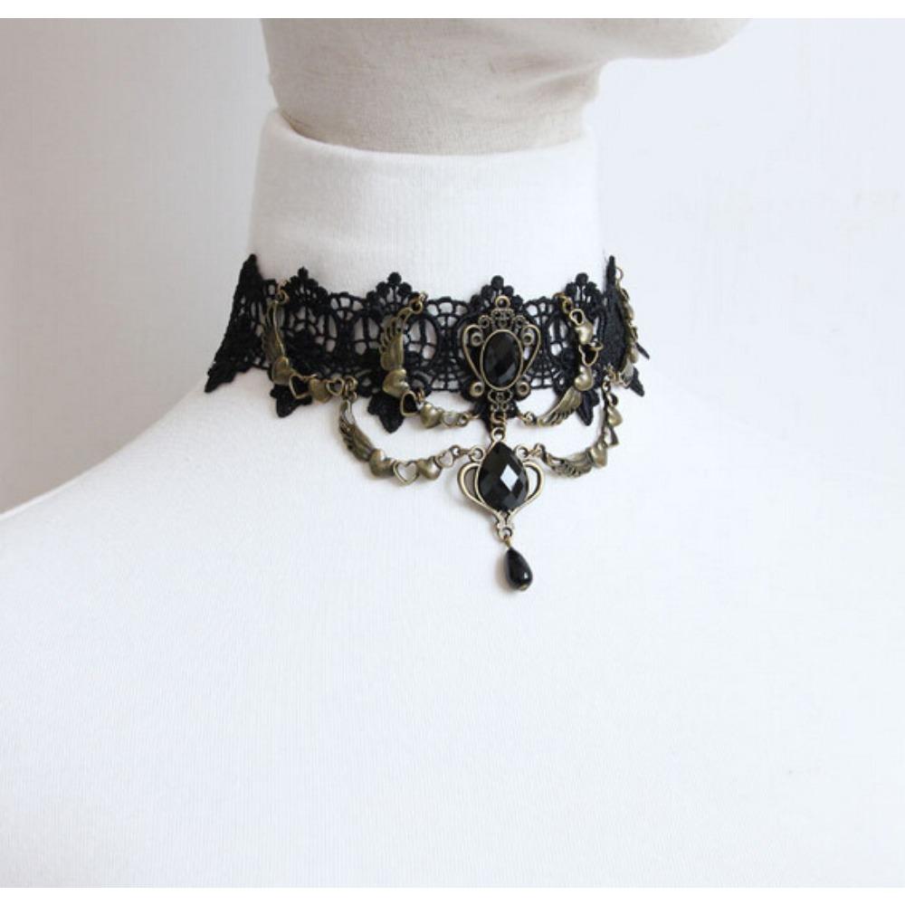 Gothic Black Lace Choker Necklace Halloween Collar Choker Steampunk Party Jewelry