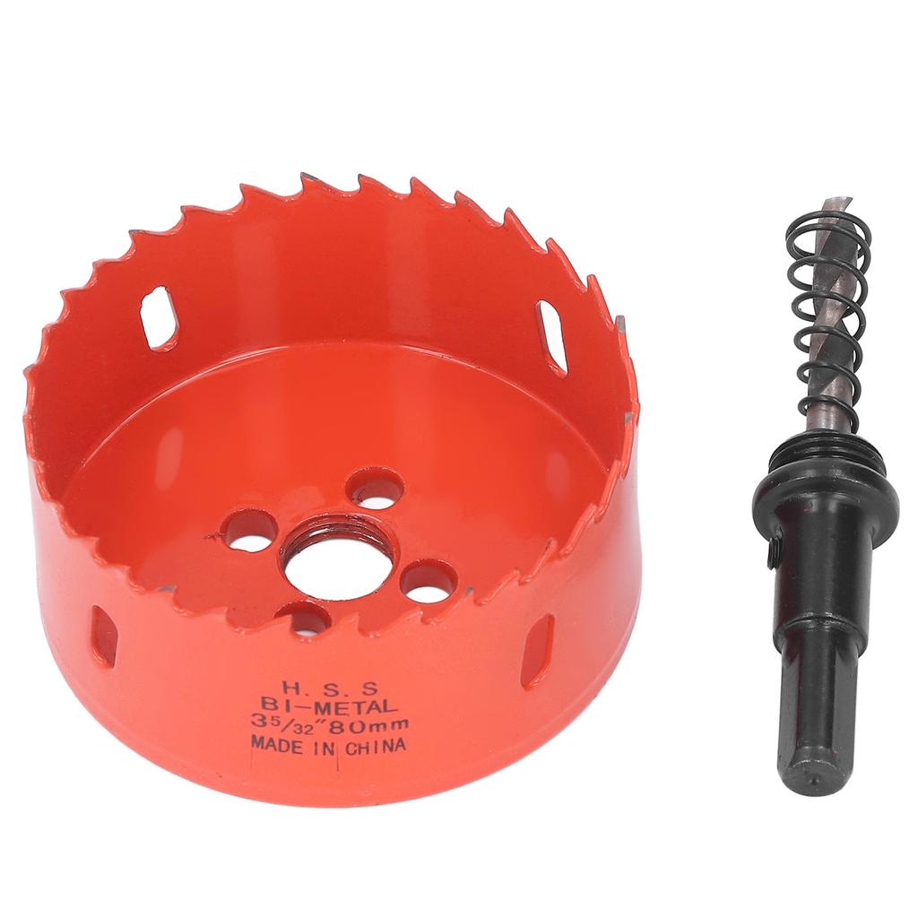 HSS Hole Saw with Mandrel 80mm Cutting Sharply Teeth Hole Drilling Cutter for Soft Metal Wood