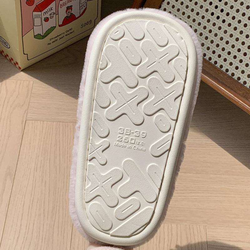 2025 new cute cotton slippers winter less heart autumn fluffy slippers home floor non-slip shoes