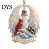Christmas Tree Hanging Supplies Red Birds Ornament, 2D Acrylic Bird Decoration Memorial Keepsake Gift with Angel Wings, Holiday Pendant for Home Decor