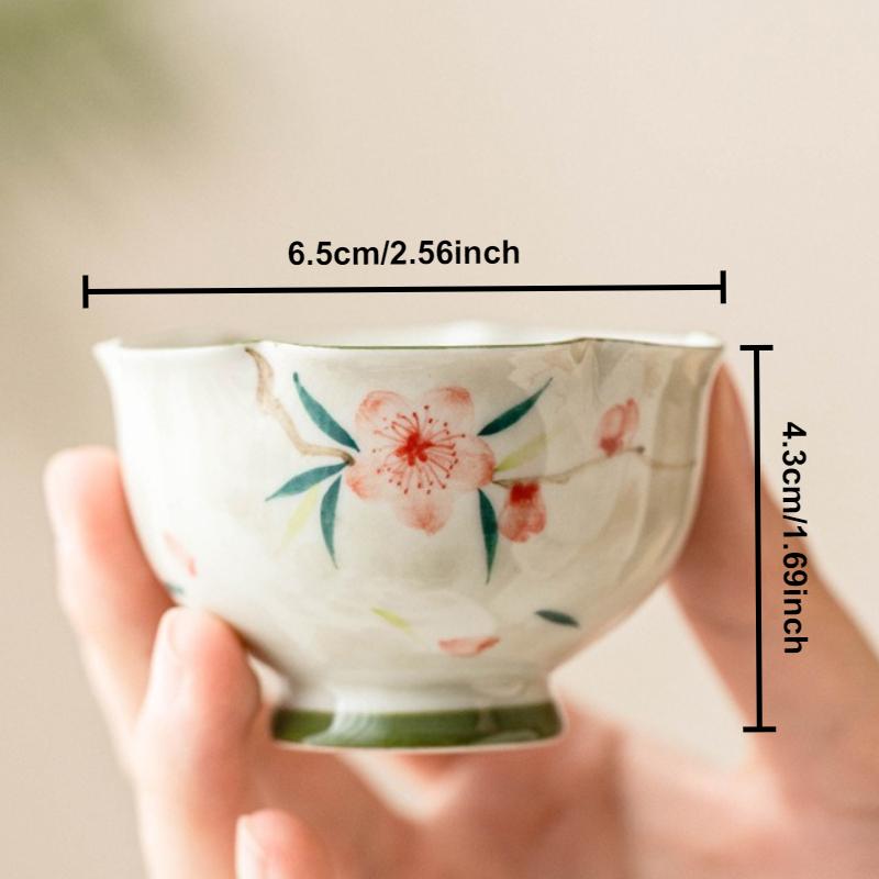 

Hand-painted Peach Blossom Tea Cup Japanese Ceramic Teacups Porcelain Household Chinese Kung Fu Teaware Set Master Mugs Gift Box