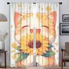 Die Katze und die Sonnenblume Vorhänge für Wohnzimmer Vorhang für Zimmer 2 Panel Halloween Dekoration Schattierungen Home Interior Vorhänge