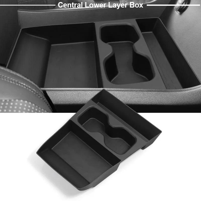 For Hyundai Santa Fe 2024 2025 Black Armrest Storage Box Cup Holder Anti Dirt Pad Organizer Tidying Car Interior Accessories