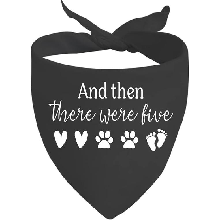 JXGZSO 1 Piece Baby Announcement Dog Bandana and Then There Were Four/Five Dog Bandana New Baby Gift Pregnancy Gift (Were Four black) Were Five black