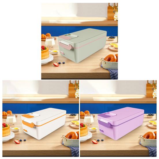Elektryczne Podgrzewane Pudełko na Lunch Bezprzewodowe Izolowane Pojemnik na Lunch Akumulatorowe Przenośne Pudełko Bento 1L Pojemnik ze Stali Nierdzewnej Szczelny Podgrzewacz do Jedzenia