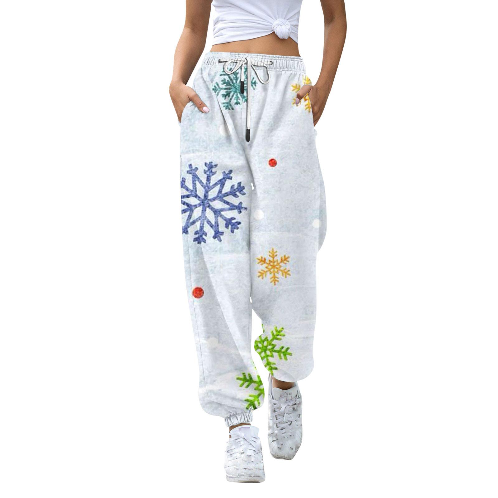 

Женские повседневные модные рождественские принтованные повседневные спортивные брюки с эластичной талией и завязками на шнурке L