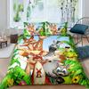 Kids Cartoon Animal Zebra Giraffe Fox Kangaroo King Queen Duvet Cover Boy Girl Rabbit Wildlife Bedding Set Polyester Quilt Cover