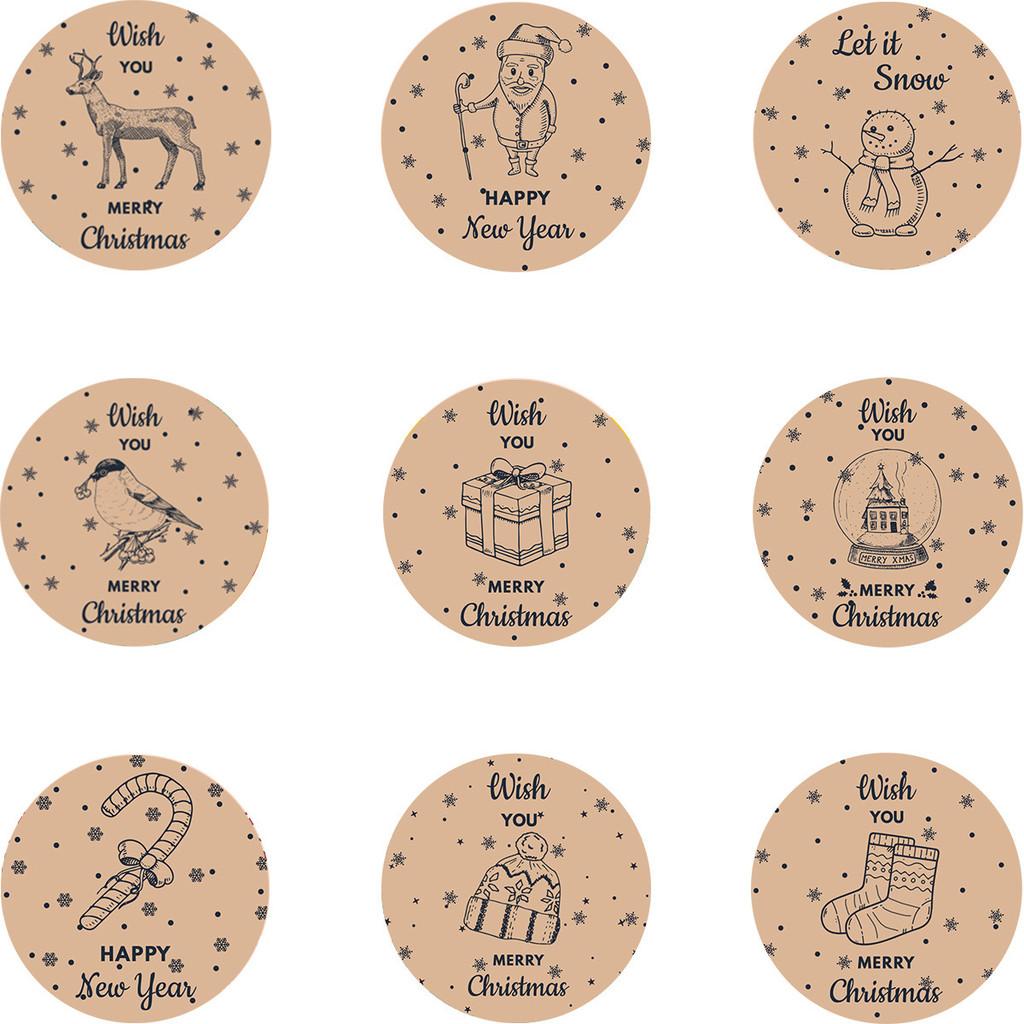 Adhesive Self Christmas Sticker With Santa And Reindeer For Gift Bag Decor Party