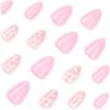 Almond Press On Nail Glossy Fake Nail Stick On Nail In 12 Sizes,24 Pcs French Nail Tips for DIY Nail Art Decorations