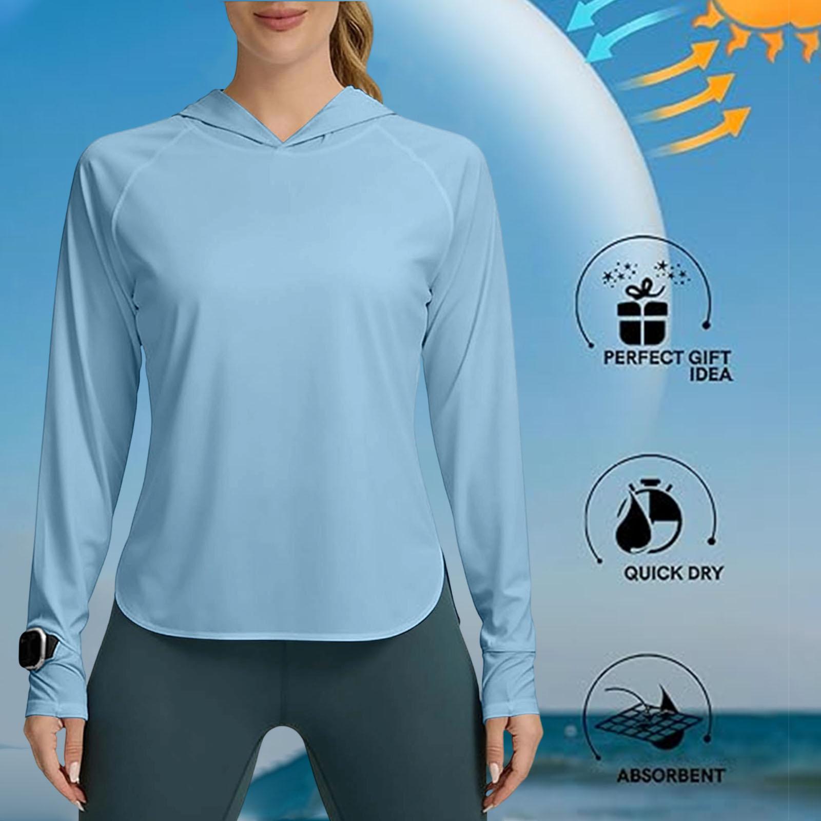 

Women s UPF 0+ Long Sleeve Hooded Rash Guard UV Quick Dry Sun Shirt Lightweight Hoodie Top For Hiking Beach Outdoor S