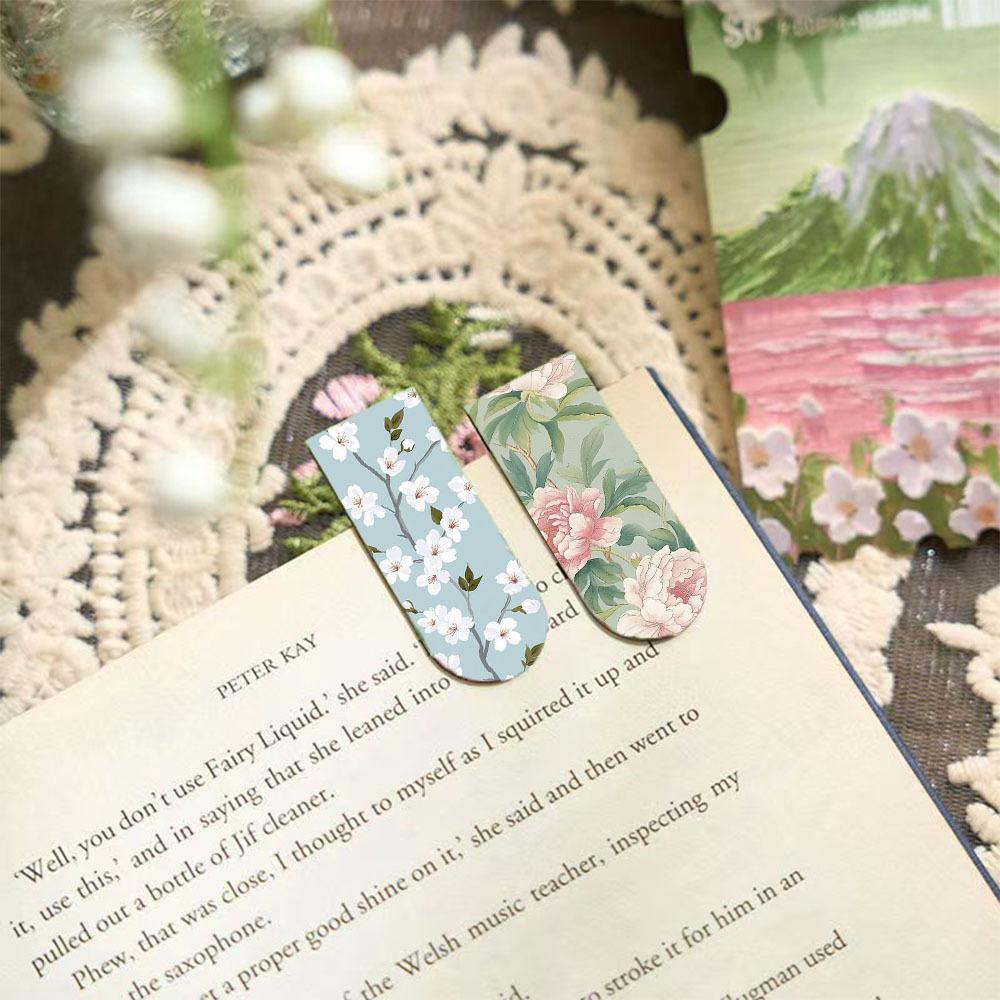 5pcs Flower Magnetic Bookmarks for Books, Multi Fresh Floral Pattern Magnet Page Clips Marker Unique Reading Gift