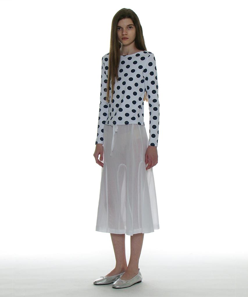 Partimento Woman Sheer Gored Midi Skirt_White
