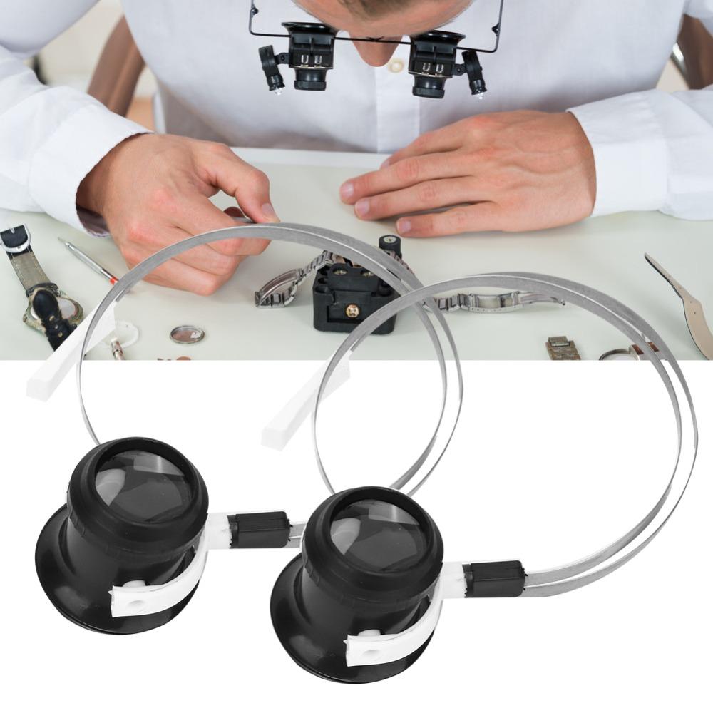 2Pcs Black Watch Repair Loupe 3.6*3.2cm Watch Repairing Tool for 3X For Hobby Crafts