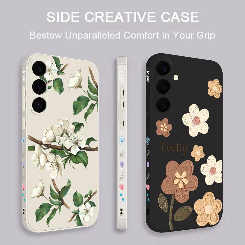 Cartoon Lucky Flower Case For Samsung S26 S25 Ultra S24 S23 S22 Plus S21 FE A15 A16 A17 A35 A36 A54 A55 A56 5G Soft Silicone Cover