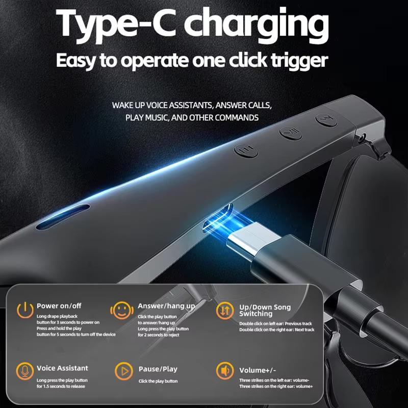 Smart Bluetooth Sunglasses Glasses Call Outdoor Sports Headphones V5.3 HIFI Black Technology Anti-touch UV For Men Women