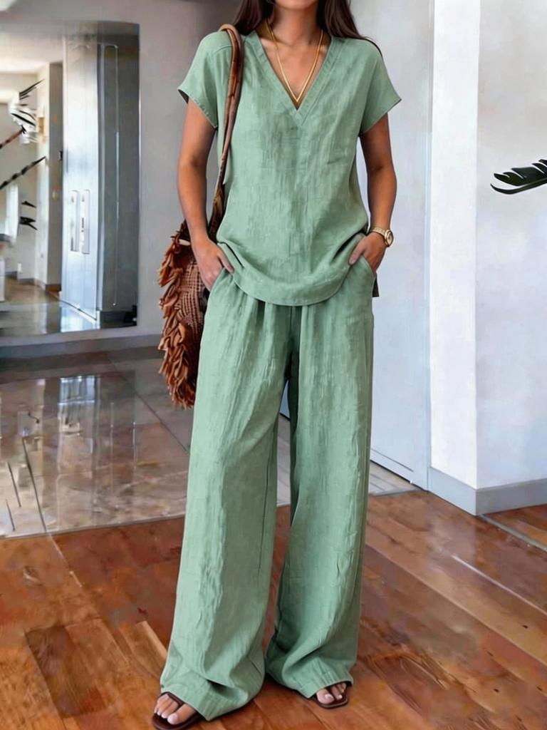 New Arrivals Pure Color Summer Fashion Women's Outfit Set