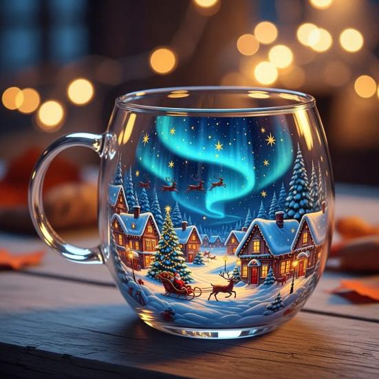 Halloween Mug Funny Tea Coffee Cup 400ml Hand-Painted Spooky Glass Cup for Hot Cold Drinks Christmas Party Gift Stocking Stuffer