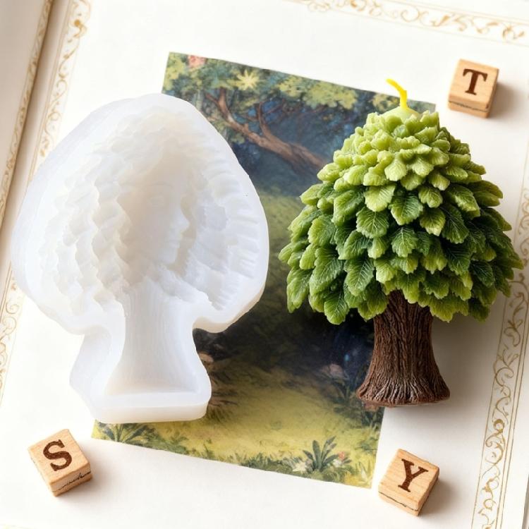 Stampo in Silicone per Candele Estetica Naturale Forma di Albero 3D Materiali Flessibili Disegni a Foglia Stratificati Garantisce Facile Sformo
