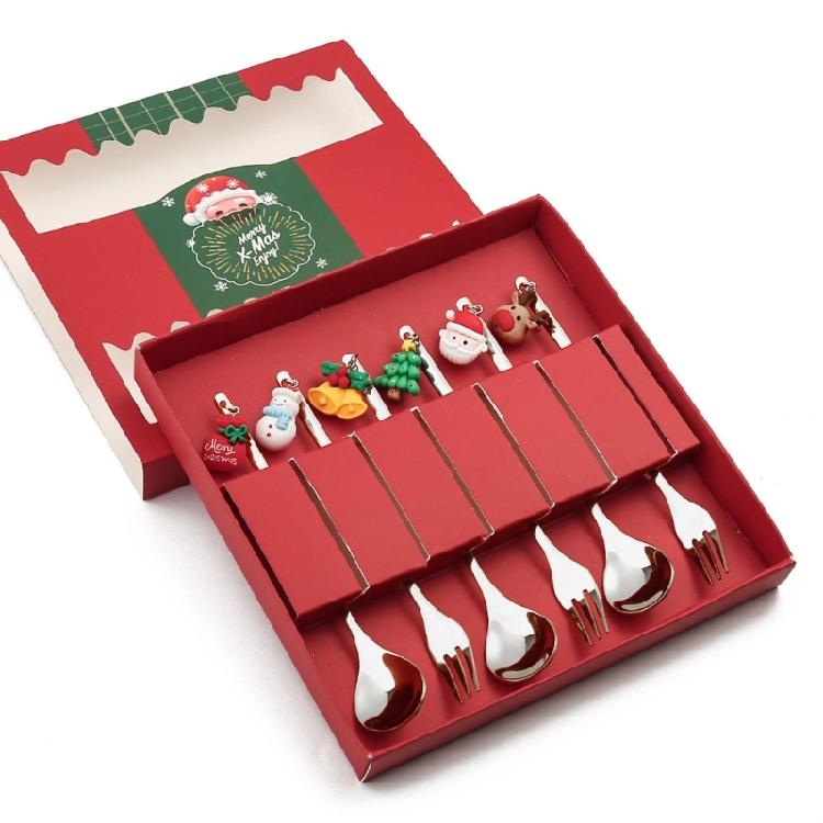 6 Pieces Stainless Steel Coffee Spoons Fruit Forks for Kitchen Dessert Tableware