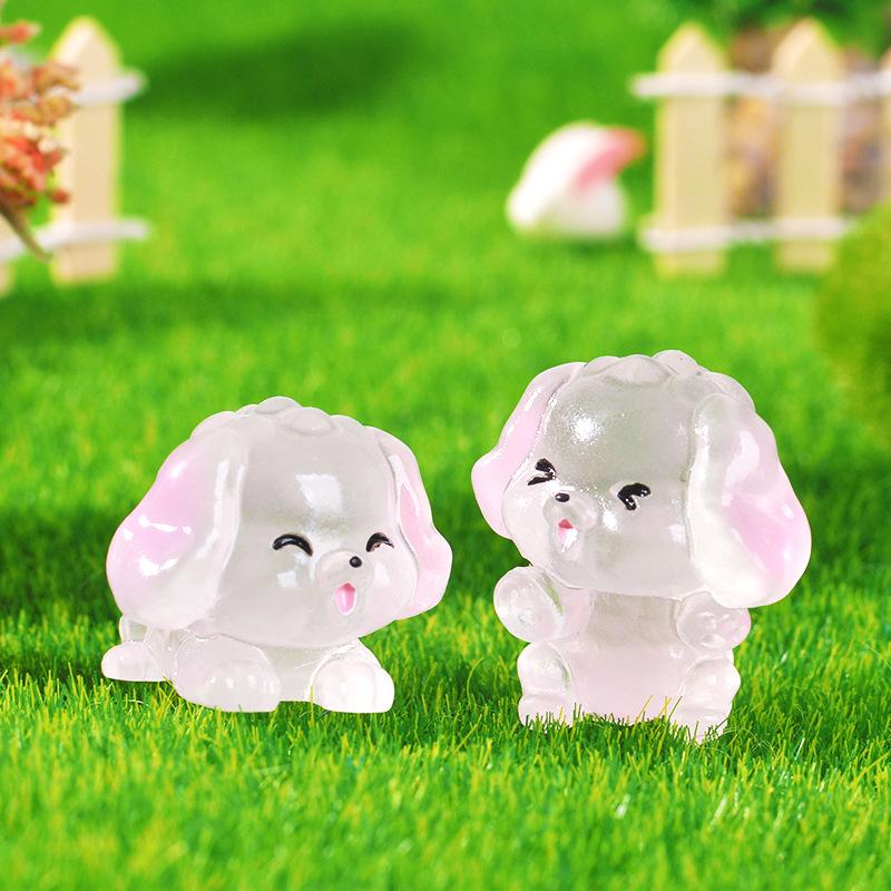 6/30 STK Leuchtende Mini-Pudel-Figuren Heimdeko Miniatur Feengarten Dekoration Hund Welpenfigur Die Puppenhaus-Zubehör