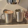 Doppelwandige Kaffeetasse aus Edelstahl Gehämmertes Design Thermobecher Camping