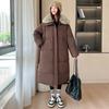 Women's Hooded Puffer Coat Faux Fur Collar Drawstring Waist Long Sleeve Thickened Winter Cotton Coat