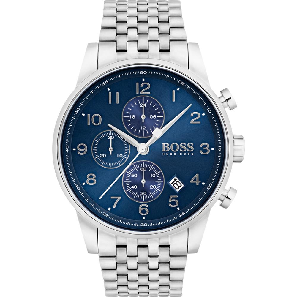 Hugo Boss 1513498 Herrenuhr Silbernes Armband Blaues Zifferblatt 44 mm + Box
