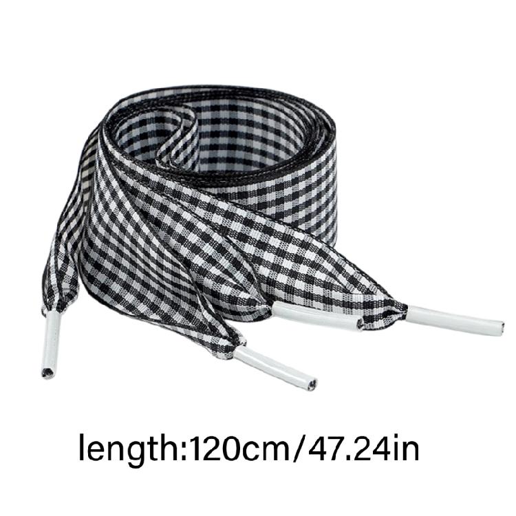 Colorful Checkered Shoe Laces Wide Flat Polyester Shoelaces Sneakers Laces Replacement For Adult Footwear Decoration