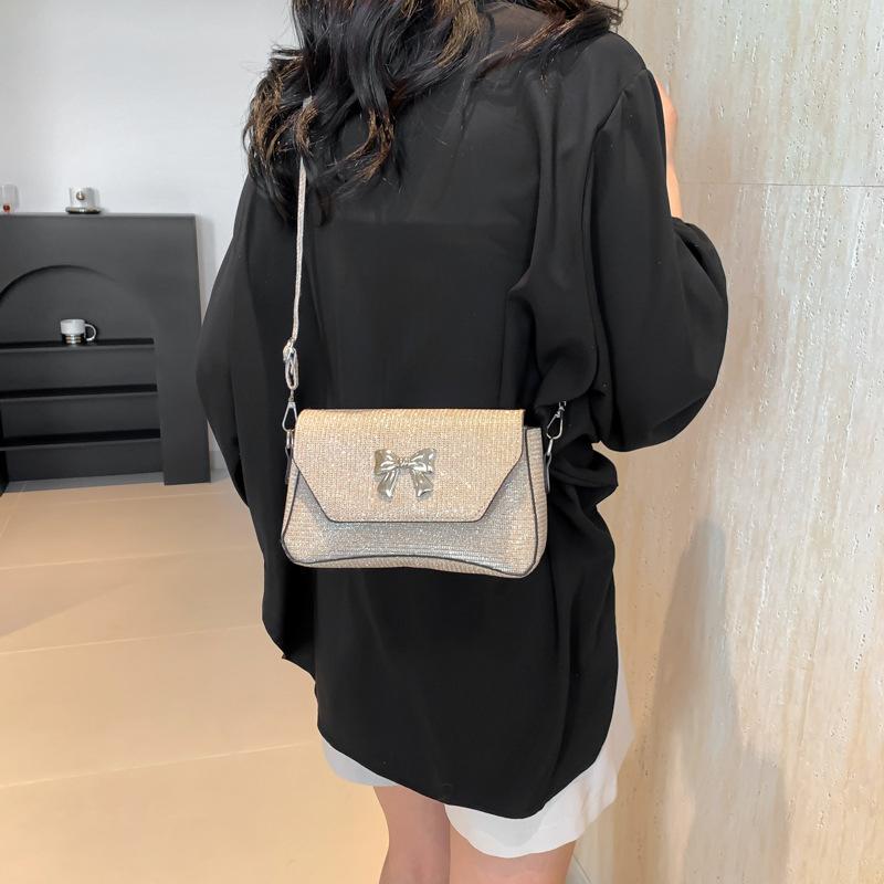 Bow Decoration Fashionable Summer New Solid Color Shoulder Bag Simple and Fashionable Commuter Shoulder Bag