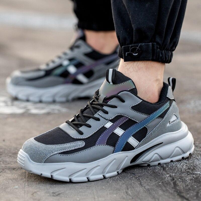 Pánská bezpečnostní obuv Pracovní tenisky odolné proti propíchnutí Lehká pracovní obuv Pánské boty s ocelovou špičkou Bezpečnostní boty Nezničitelné boty