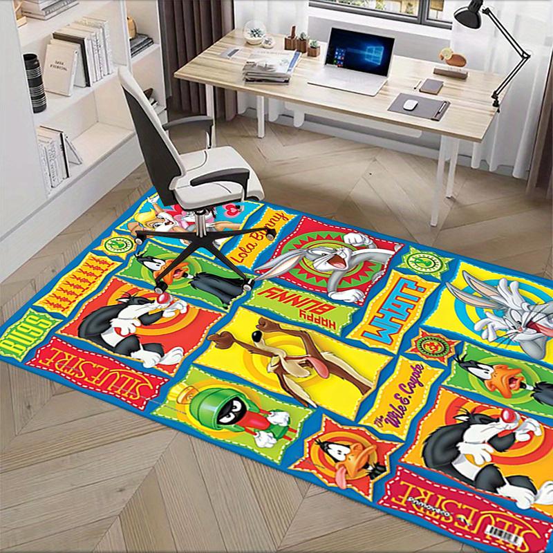 Looney Tunes Stuhlmatte für Schreibtisch Cartoon-Charakter Teppich für Heimdekoration, Büroteppich, Geeignet für Schlafzimmer, Wohnzimmer, Verschiedene Räume