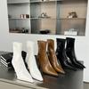 Fashion High-heeled Short Boots Women's Autumn and Winter New Models Show High Temperament Thin-heeled Pointed Short Boots Thin Boots European and Ame