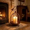 Distressed Iron Decorative Hanging Birdcage Photo Props Iron Candleholder  Home Decoration