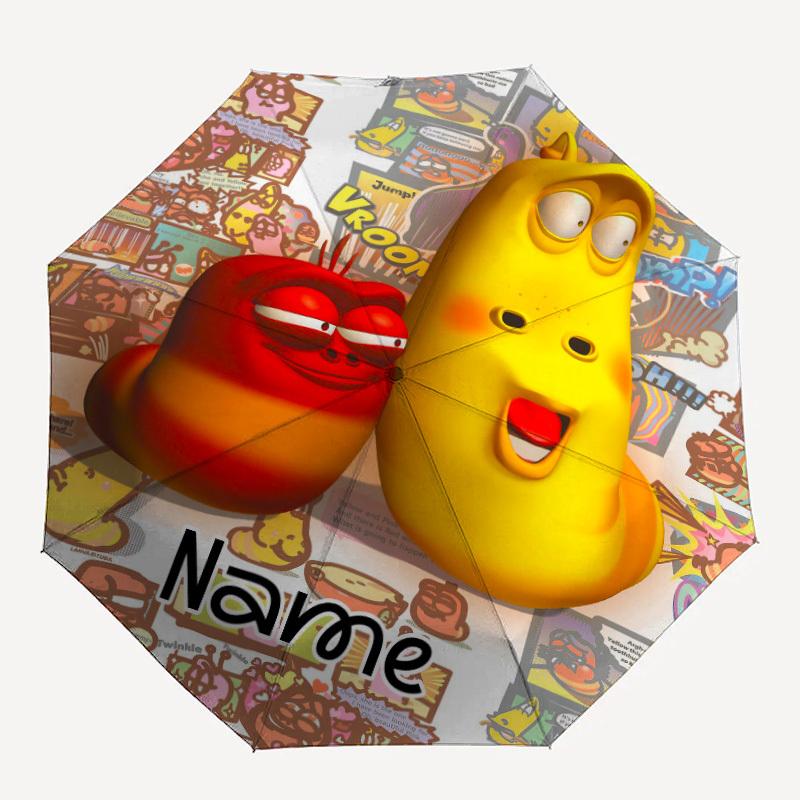 

1PC Larva Custom Name Automatic Open/Close, 8-Rib Durable Frame Compact Travel Umbrella for Men & Women D1222091