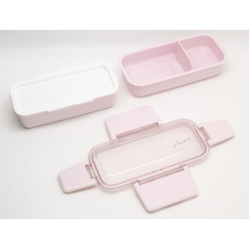 OSK DISH UP LUNCH Two-Tier Lunch Box, Pink [PCW-600S] Dishwasher and Microwave Safe with Dividers