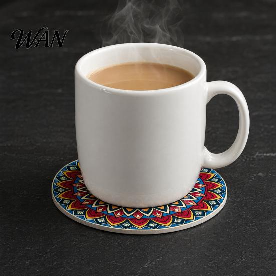 Non-slip Cup Coasters 8PCS Coasters, Colorful Wood with Non-Slip Heat Insulation Set Waterproof Drink Holder, for Home Office Dining Table Decorative
