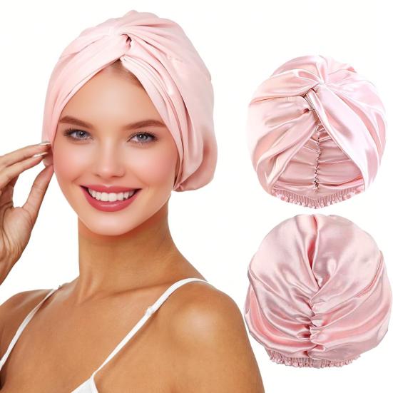 Schlafhut Doppellagig Verstellbare Passform Frizzfreier Haarschutz Bequeme Elastische Passform Nachtmütze Haarpflege