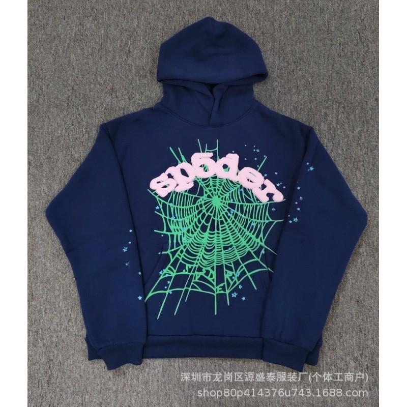 Sp1der Rapper YoungThug Same Foam Letter 555555 Couple Hoodie Pink Sweatshirt