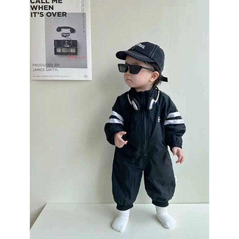 Korean-Style Children's Clothing, Same Style as Little Orange, Waffle-Patterned Baby Jumpsuit, Anti-Dirt Outdoor Wear