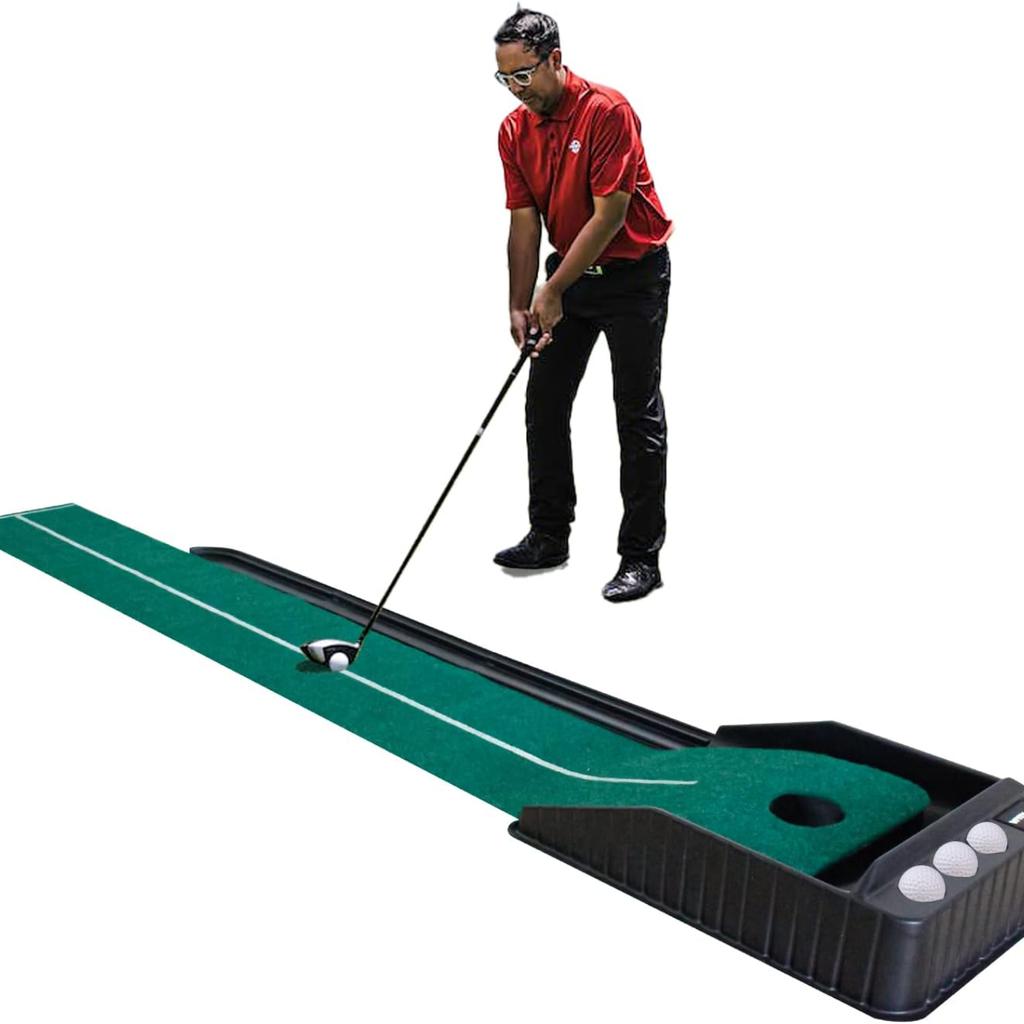 KOFULL Golf Putting Mat Indoor Golf with Auto Return Golf Training Aid for Home Office Backyard Use