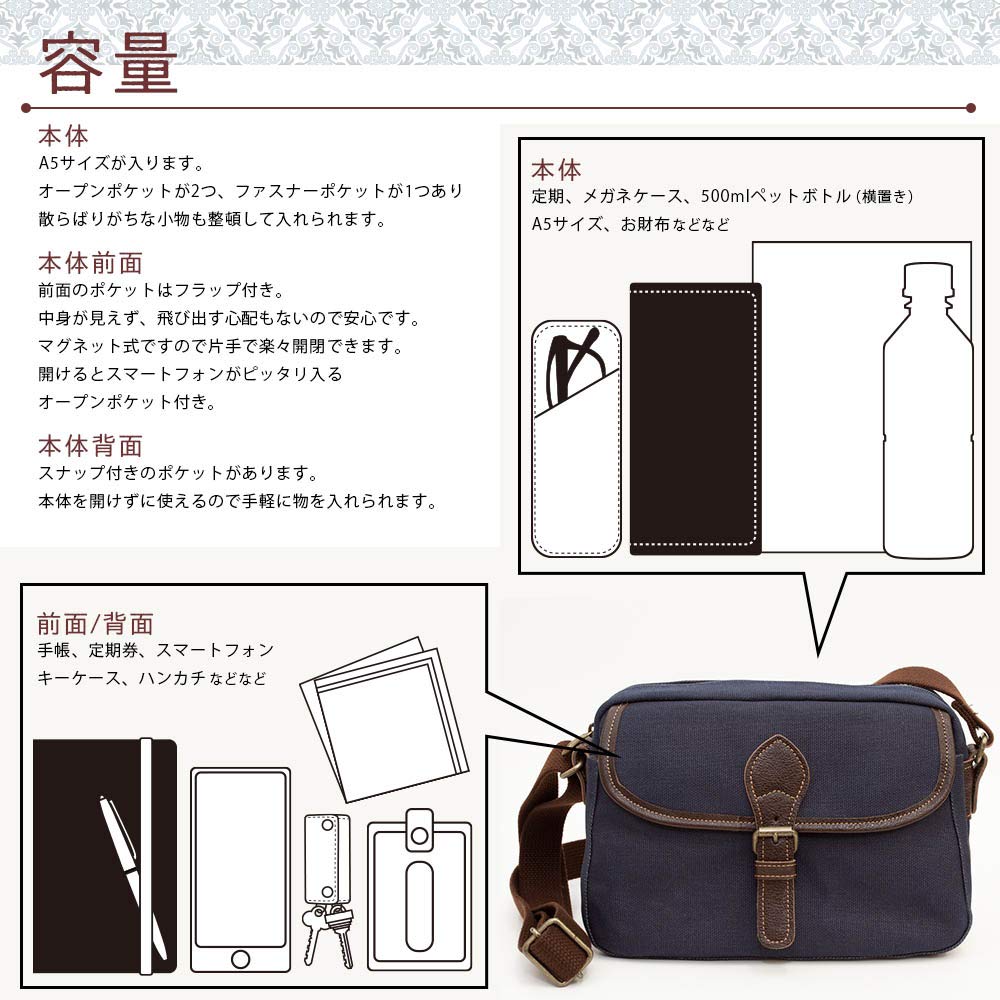 Shoulder Crossbody Made in Japanese Persimmon Shibu Canvas Walking Toyooka Birthday [creareki] Men's Bag, Bag, Lightweight, Japan, Style, Indigo,