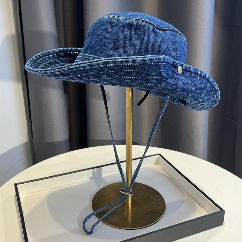 Vintage Washed Denim Bucket Hat Unisex Summer Sun Hat For Women Men Camping Cap With Uv Protection Western Cowboy Fisherman Hat