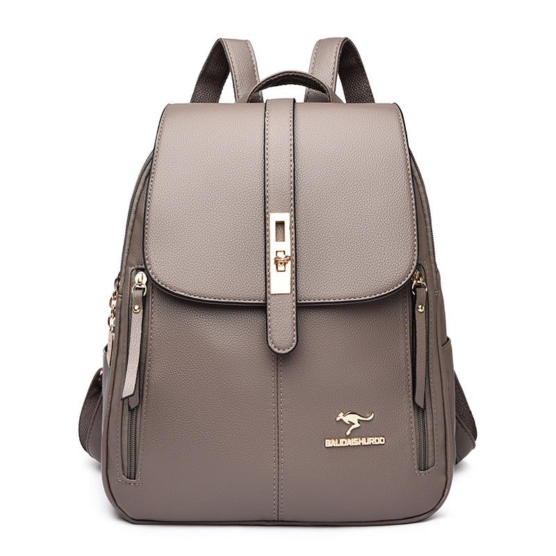 2025 Women's Versatile Korean Style Soft Leather Backpack - Large Capacity, Simple Design
