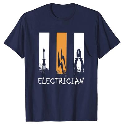 Proud Electrician T Shirt Preshrunk Cotton Tshirt Handsome Tee Short Sleeves Lineman Engineer Gift Tshirt Slim Fit Clothing