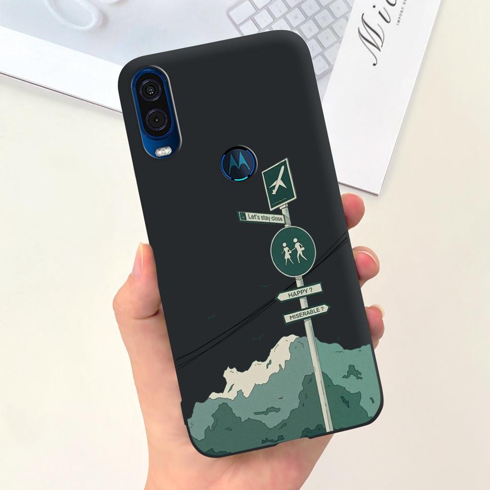 For Motorola One Vision Case One Macro BaCK Cover Gothic Black Cool Fashion Phone Mask For One Vision OneMacro Bumper Soft Matte