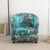 European Printed Semi-circular Single Sofa Cover Thickened Segmented Internet Cafe Slipcover Hotel Coffee Shop Elastic Anti Slip Home Protective Cover
