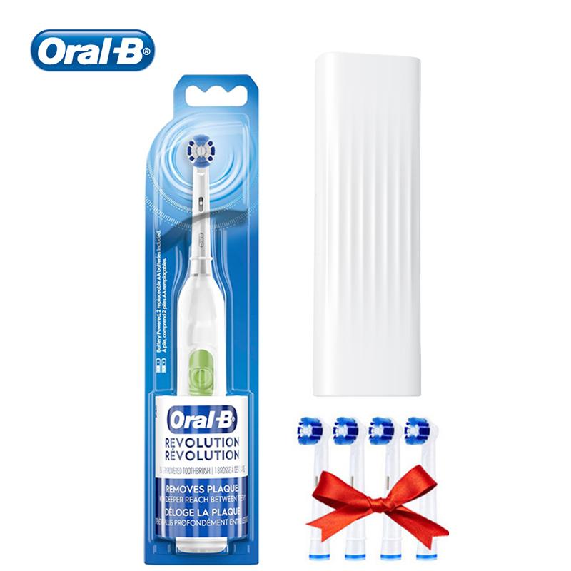 Oral B DB400 Elektrische Zahnbürste Erwachsenen-Zahnbürste Rotation Batteriebetriebene Zahnbürsten 1 Zahnbürste 4 extra Bürstenköpfe