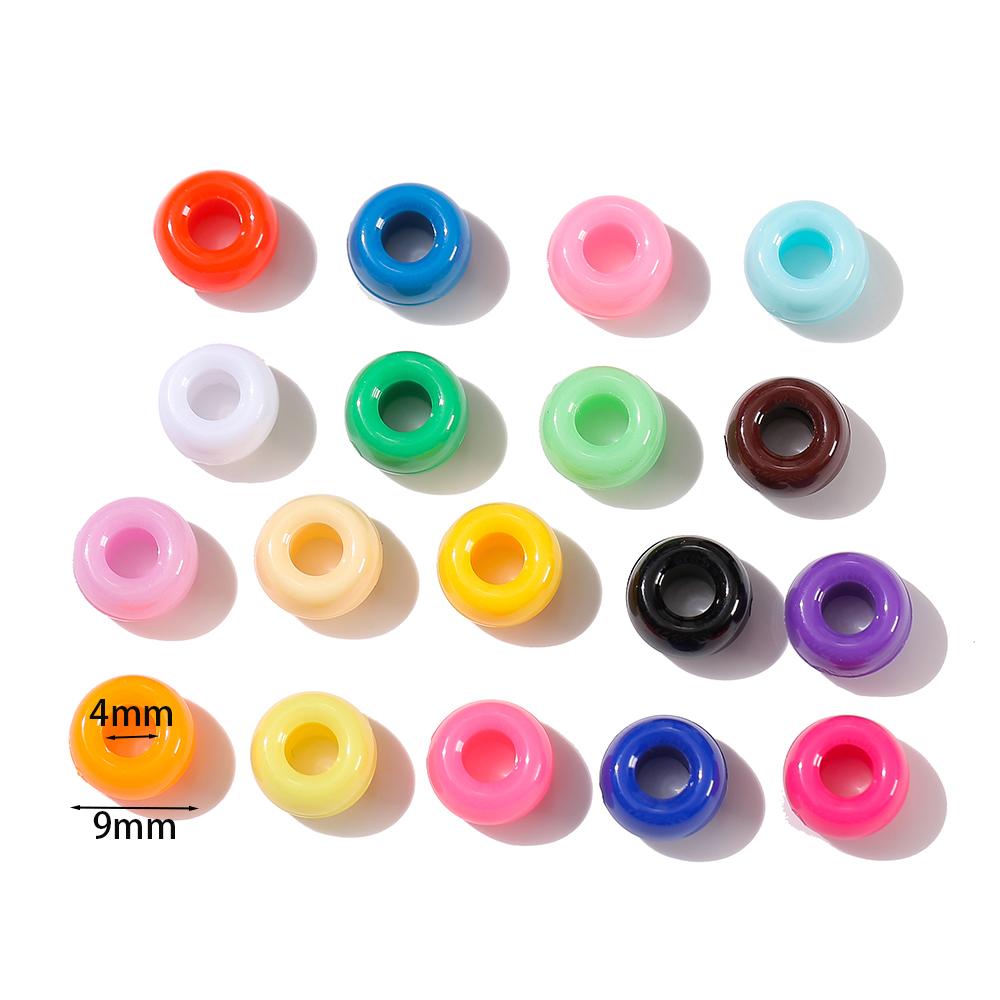 100Pcs/Lot 9mm Multicolor Acrylic Big Hole Spacer Loose Beads For DIY Craft Kid Jewelry Necklace Bracelets Making Supplies