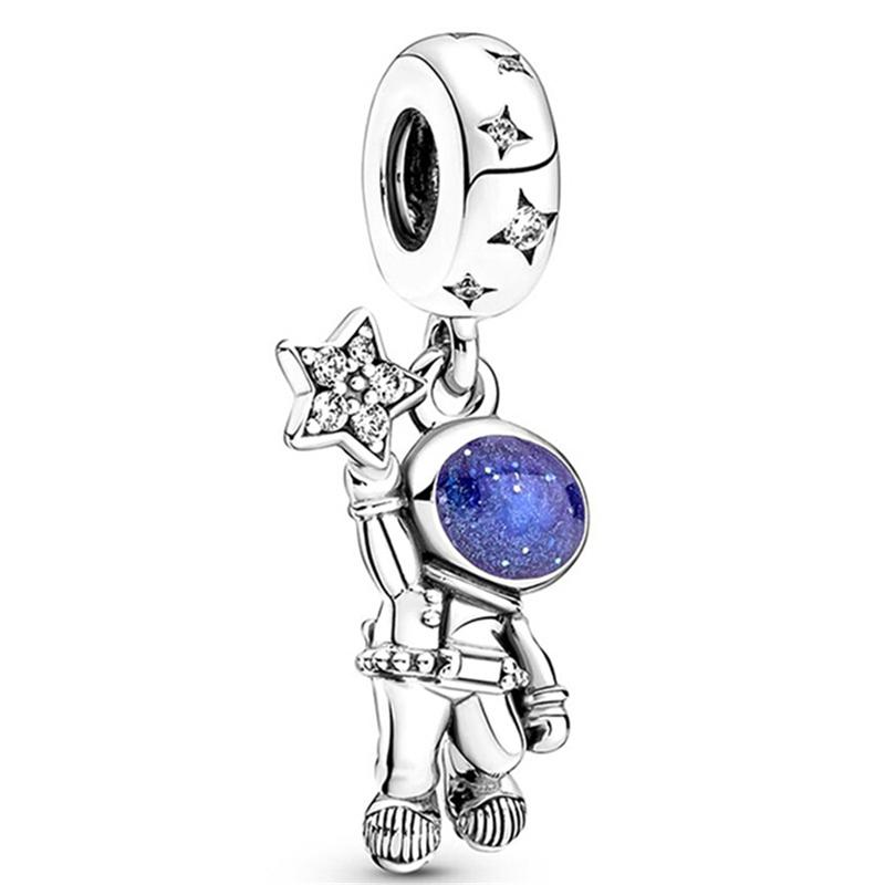 Silver Plated Blue Starry Sky Pendant Alloy Set Star Earth Bead Bracelet & Necklace DIY Jewelry Accessories Series